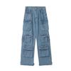 Spring and Autumn Hip-hop Multi-pocket Functional Workwear Jeans Loose Casual Pants Trousers Same Style for Men and Women