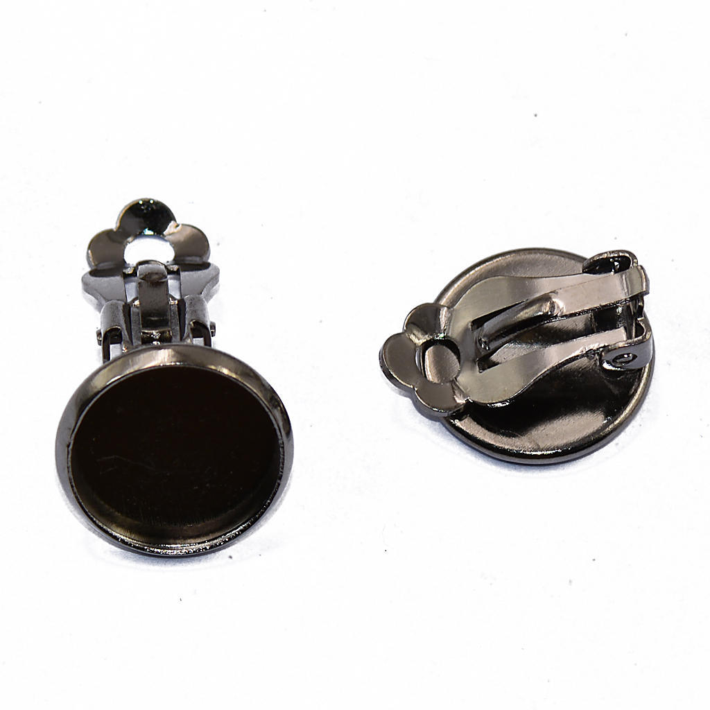 12 x Clip On Earrings Non Pierced Bezel fit 12mm Cabochon Jewelry Making