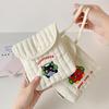 Square Embroidery Cherry Cosmetic Bag Cat Small Storage Bag Sanitary Napkin Storage Bag  Travel