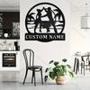 Customizable Beach Theme Metal Wall Art, Personalized Surname Sign for Home Garden Kitchen Outdoor Decor