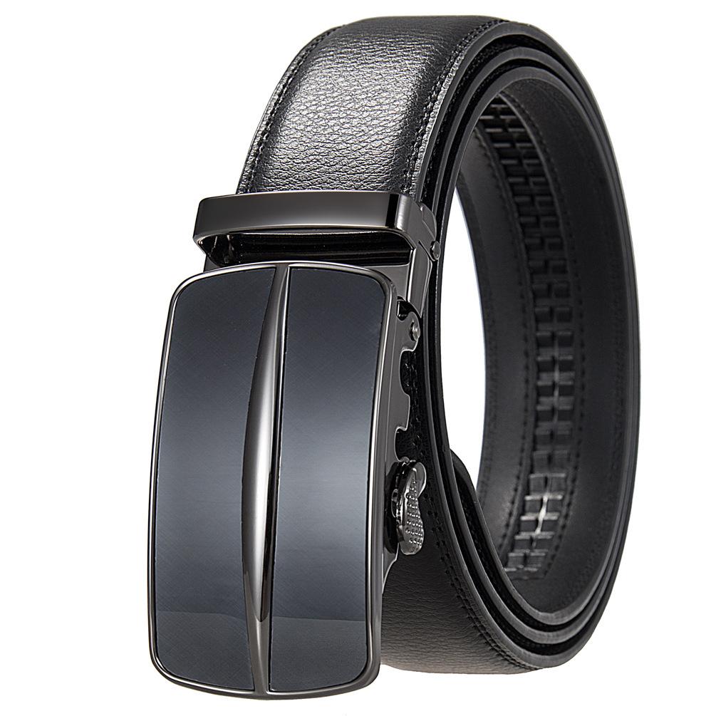 1Pcs Two-Layer Leather Automatic Buckle Belt, Men'S Belt Casual Business Cowhide Belt Ly36-0094-1