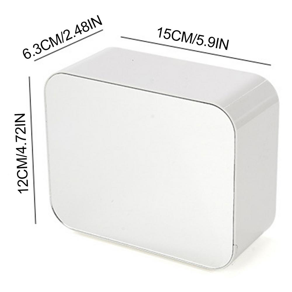 

Bathroom Wall Mount Organizer Cosmetic Storage Box Cover Stable Makeup Cotton Pads Organizer with Mirror No Drilling Shelf белый