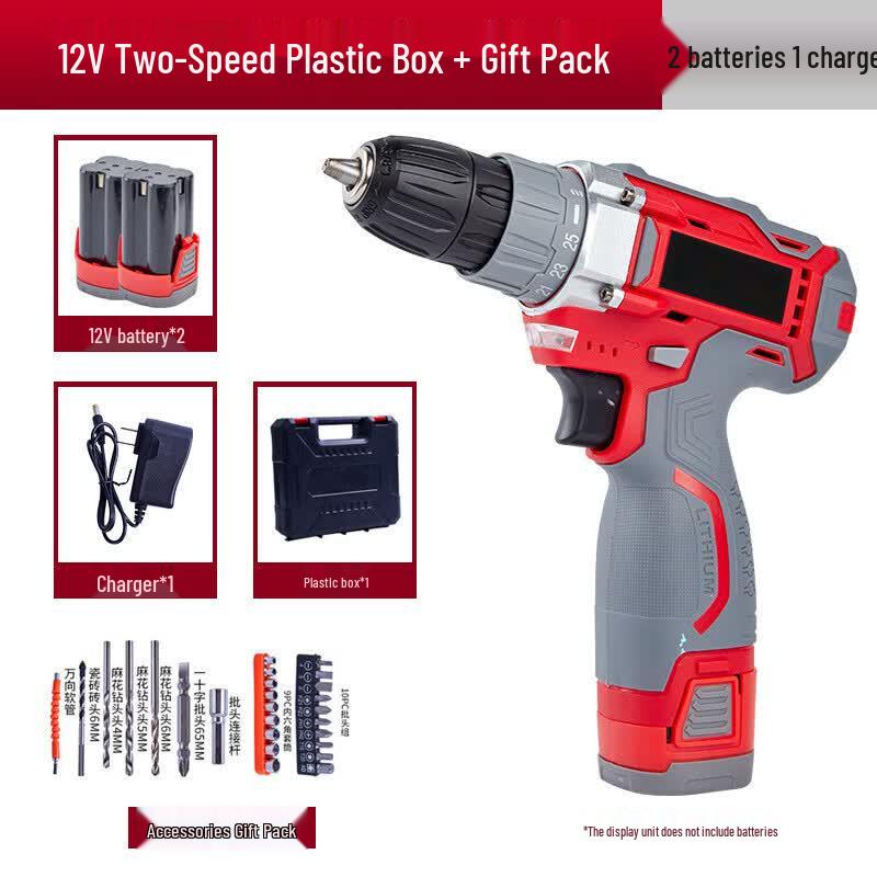 TUOHE 12V Cordless Electric Screwdriver Drill Kit CN Plug (adapter Included)