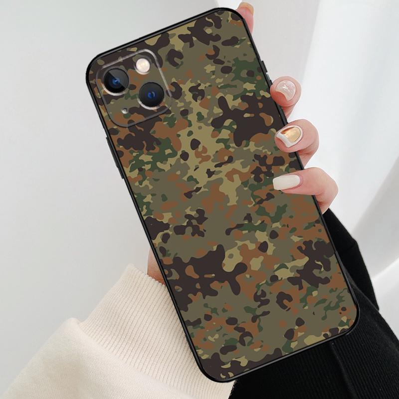 

Flecktarn Camouflage Camo Case For iPhone 12 11 13 14 15 16 Pro Max Mini Cover For iPhone XR X XS Max Plus Phone Case iPhone 14