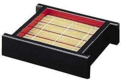Fukui Craft Made In with Bamboo Blind Soba Noodles with Base Black with Red Plate, Japan, Lid, Design, (Small), Plate, Interior, 3-558-15