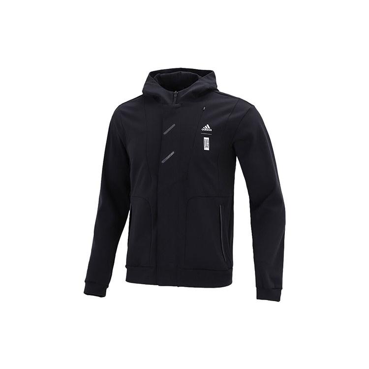 adidas Printing Logo Sports Hooded Jacket Black Men s HE5116 M