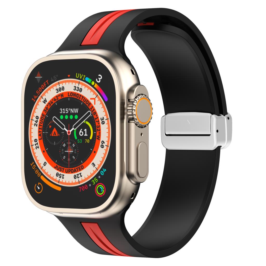 Magnetic buckle Strap For Apple Watch Ultra 2 band 49mm 44mm 40mm 45mm 41mm 38mm Silicone Bracelet iWatch series 7 3 6 5 se 8 9