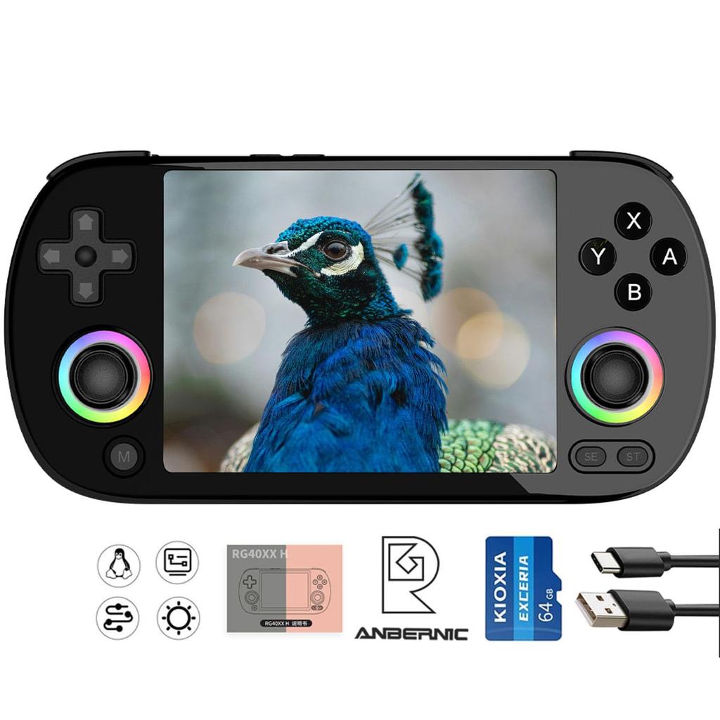 ANBERNIC RG40XXH Portable Game Console with 5G WiFi Classic Linux IPS Video Game Hardware 4.2, Bluetooth, Games, 64-bit System, 4.0-inch Display,
