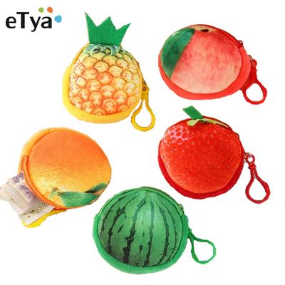 Cartoon Fruit Women Coin Purse Cute Zipper Children Girl Coin Wallet USB Cable Headset Mini Bag Key Wallet