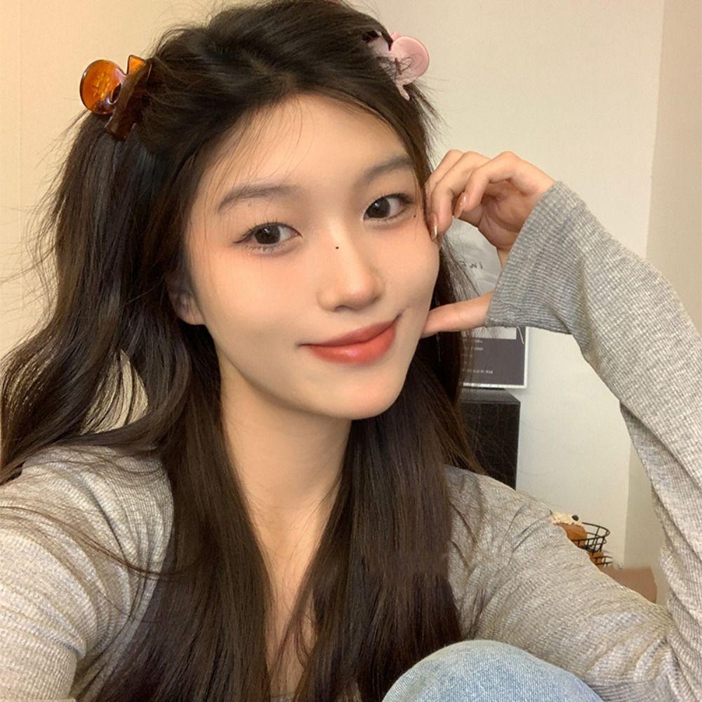Korean Style French Shark Clip Brown Mini Hair Crab Clip Vintage Acetic Acid Hair Claw  Headwear