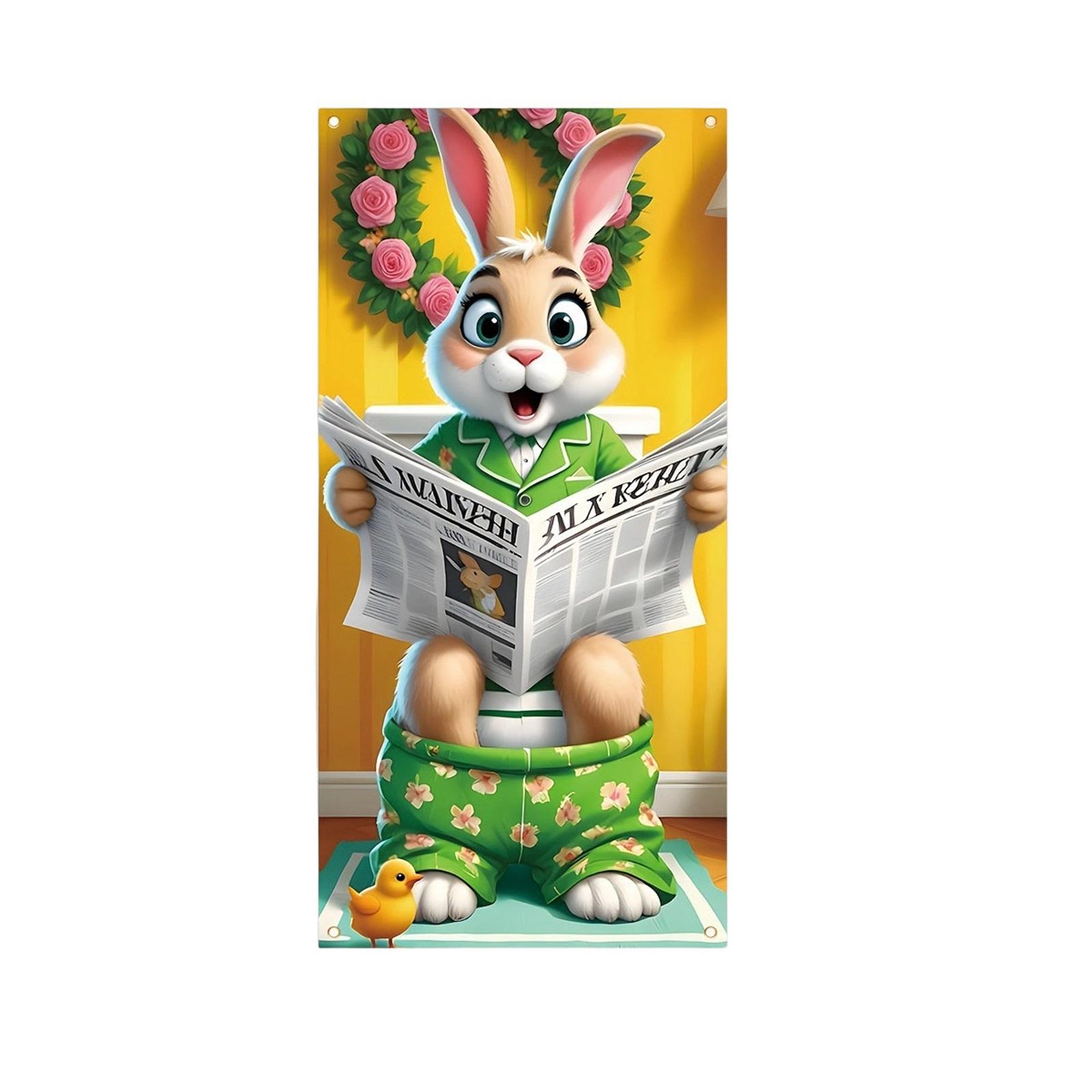 Easter Door Cover Banner Easter Egg Door Atmosphere Door Hanging Curtain Flag Cloth