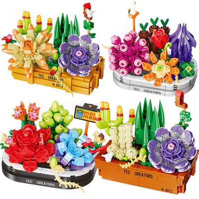 MOC Ideias Criativas Buquê de Flores Bonsai Planta Suculentas Blocos de Construção Tijolos Brinquedos de Construção para Crianças Para Amigos Presentes para Meninas