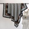 New Premium Printed Silk Scarf 91cm Twill Scarf Fashion Versatile Letter E Large Square Scarf Sunscreen Shawl Headscarf