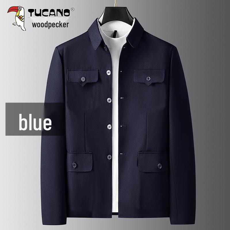 Woodpecker Men s Spring/Autumn Zhongshan Jacket: High-End Dad & Grandfather Outerwear for Middle-Aged/Elderly 5XL 85-93 kg