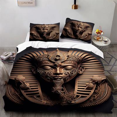 Altes Ägyptisches Pharaonen-Print Bett Dreiteiliges Set, Bettwäsche, Digitaldruck-Bettwäsche