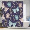 Vibrant Butterfly Flowers Shower Curtain Decor Set for Bathroom Interior Design Purple Blue Pink Teal Green Waterproof Fabric 72