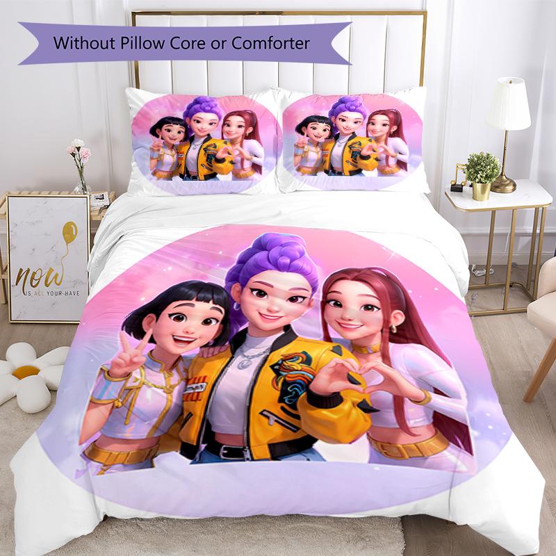 Set di biancheria da letto Kpop Hunter7 da 3 pezzi, set copripiumino include copripiumino e federe, decorazione perfetta per la camera da letto per tutte le stagioni e regalo