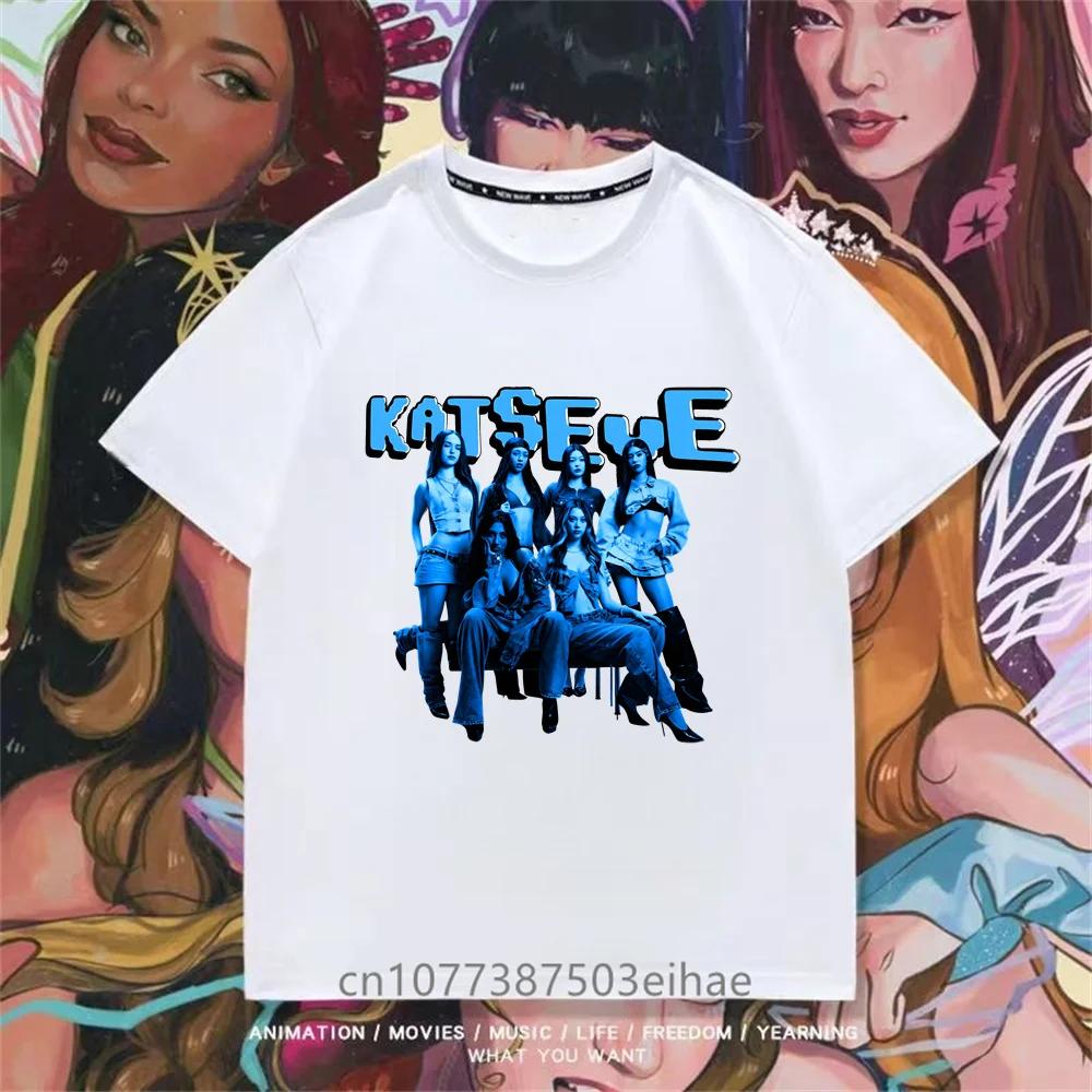 Katseye Kpop Group T Shirt Short Sleeve Boys Girls Megan Daniella Manon Lara Sofia Yunchae Fan Favorite Casual Daily Clothes