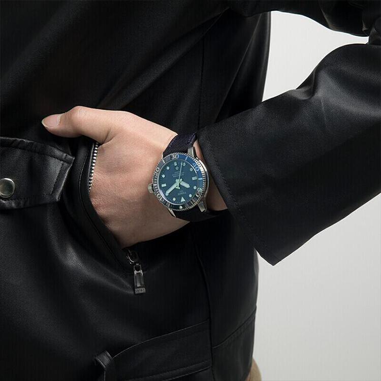 TISSOT Starfish Collection Mechanical Movement Men's Watch 43mm Blue Dial Stainless Steel Case Fabric Strap T120.407.17.041.01