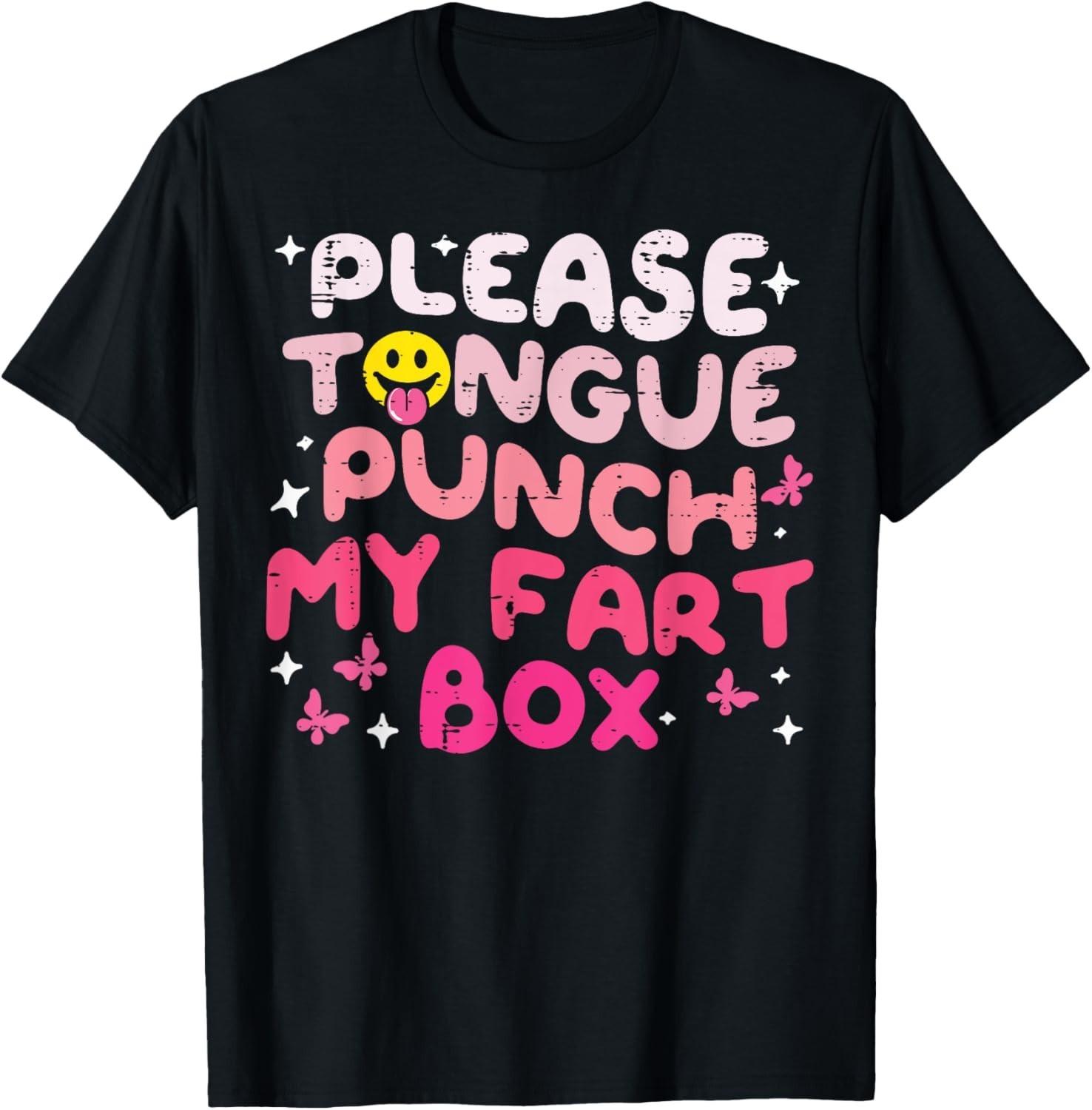 Inappropriate Please Tongue Punch Funny Cringe Men Women T-Shirt Mens Womens Tees Top S