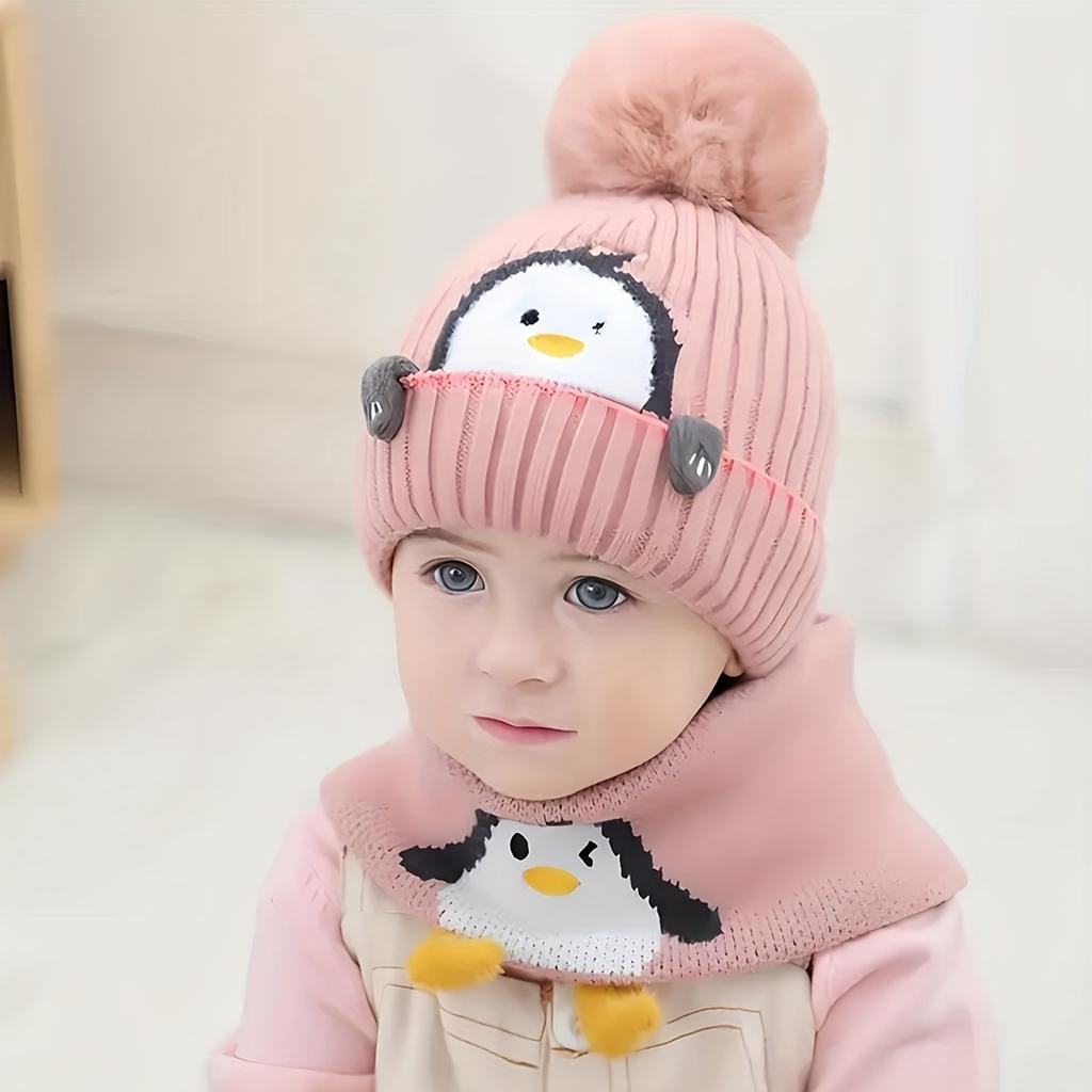 2pcs New Style Winter And Autumn Children's Warm Hat, Cute Knitted Ear Cover And Sweater Hat Windproif And Coldproof Hat for Kids