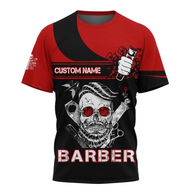 Barber Shop T-Shirt For Men Clothing T Shirt 3D Print O Neck Oversized Tshirts Uniform Daily Casual Short Sleeve Tops Cool Punk