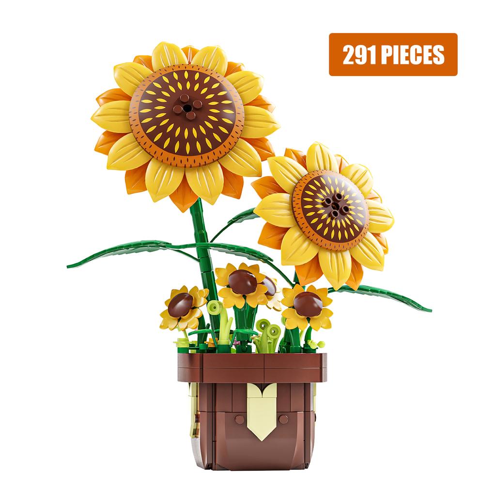 New Sunflower Building Blocks Flower Bouquet Model Bricks Set Idea Home Decoration Educational Puzzle Toys Holiday Gifts