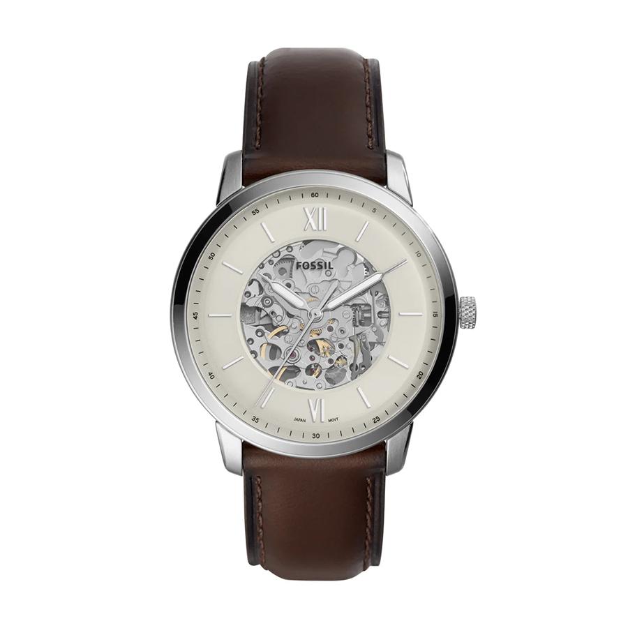 

Fossil Neutra Automatic Skeleton White Dial Brown Leather Strap Watch for Men - ME3184