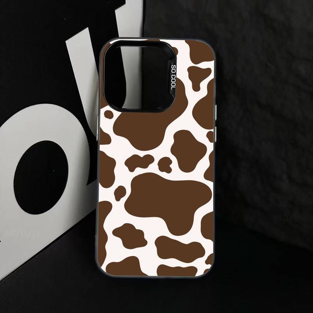 Coque de téléphone imprimé vache pour iPhone 17,16,15,14,13,12,11 Plus,Pro Max,XS,Coque de téléphone argentée colorée Funda Cover