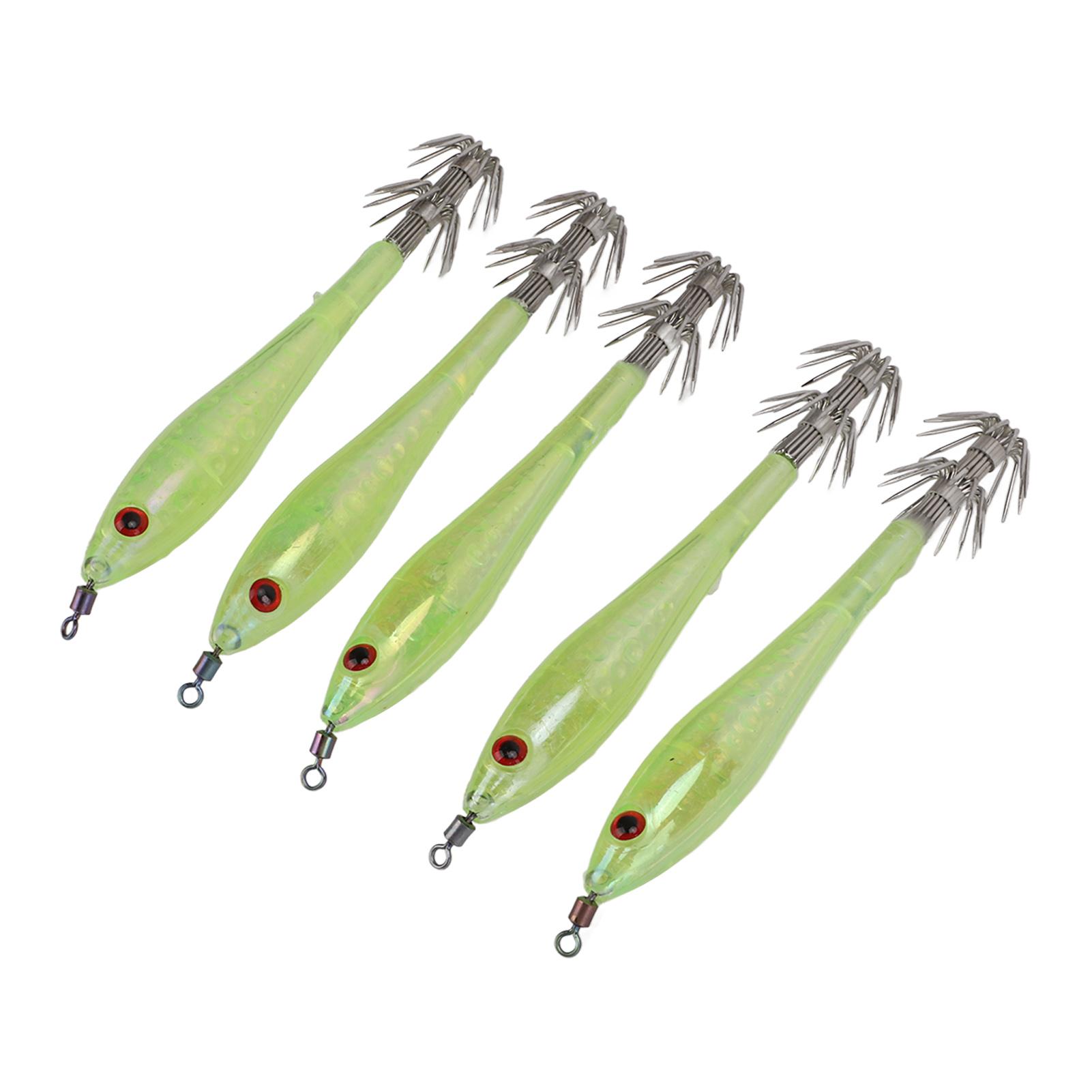 5PCS Simulation Squid Hard False Bait Hooks Artificial Squid Double Hook Jig Fishing Gear