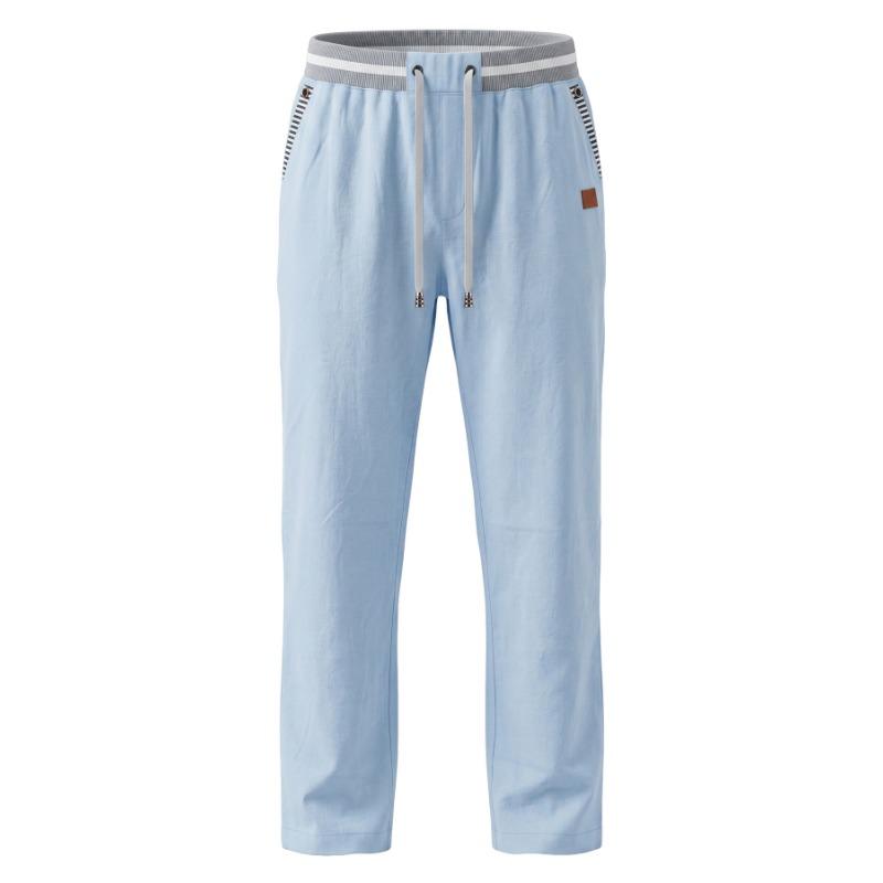 Men S Linen Straight Leg Striped Casual Quick Dry Long Pants