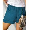 Womens Lake Blue Comfy Drawstring Loose Shorts Pants Straight LOOSE FIT Lady Pants with Pocket Summer  Wide Leg Females Shorts