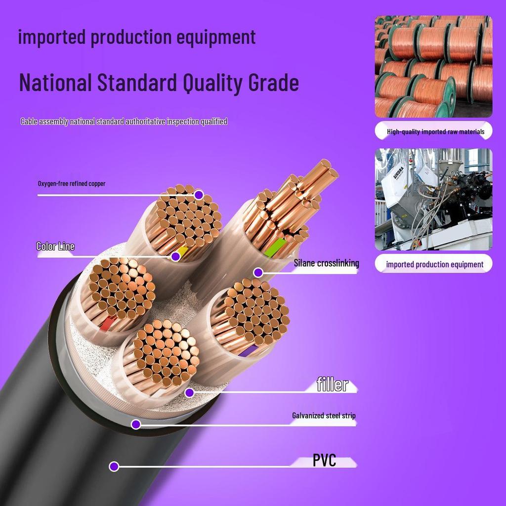 YJV/YJV22 0.6/1KV Copper Core Low Voltage Power Cable, 4-5 Cores, 10-300 Sq. Mm