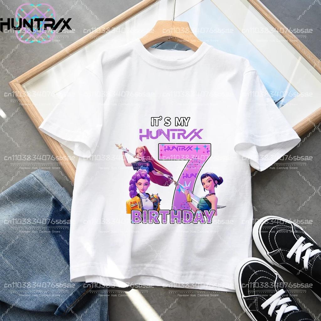 Kpop Dämonenjäger Nummer T-Shirt Kawaii Rumy Geburtstagsoberteile Partykleidung Mädchen T-Shirt Sommer Kurzarm Baumwolle Kinderkleidung Boutique
