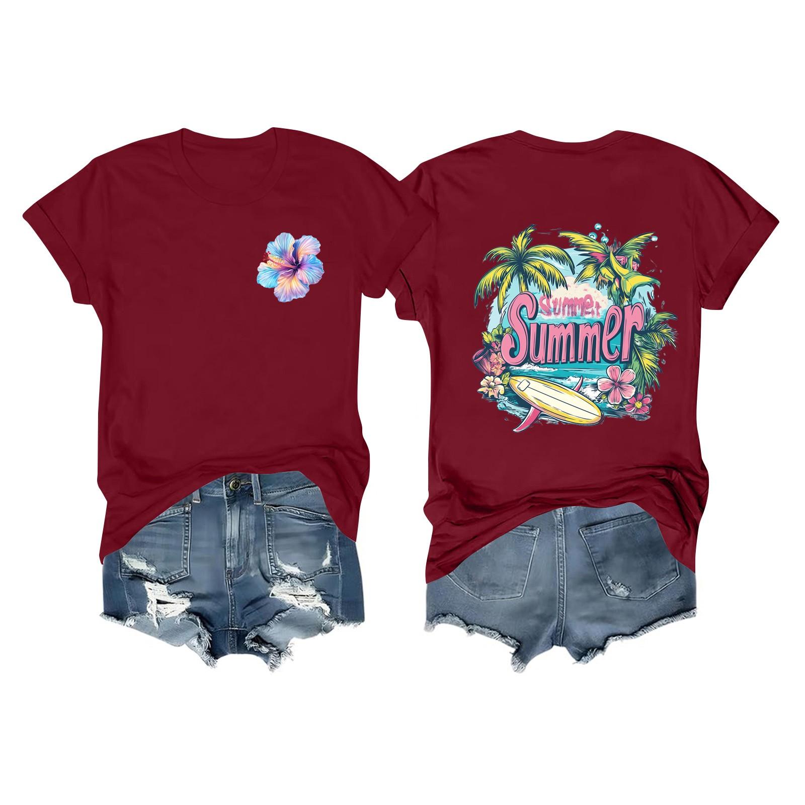 

Футболки для малышей, девочек и мальчиков, детские футболки с короткими рукавами и принтом для мальчиков и девочек 120 винный