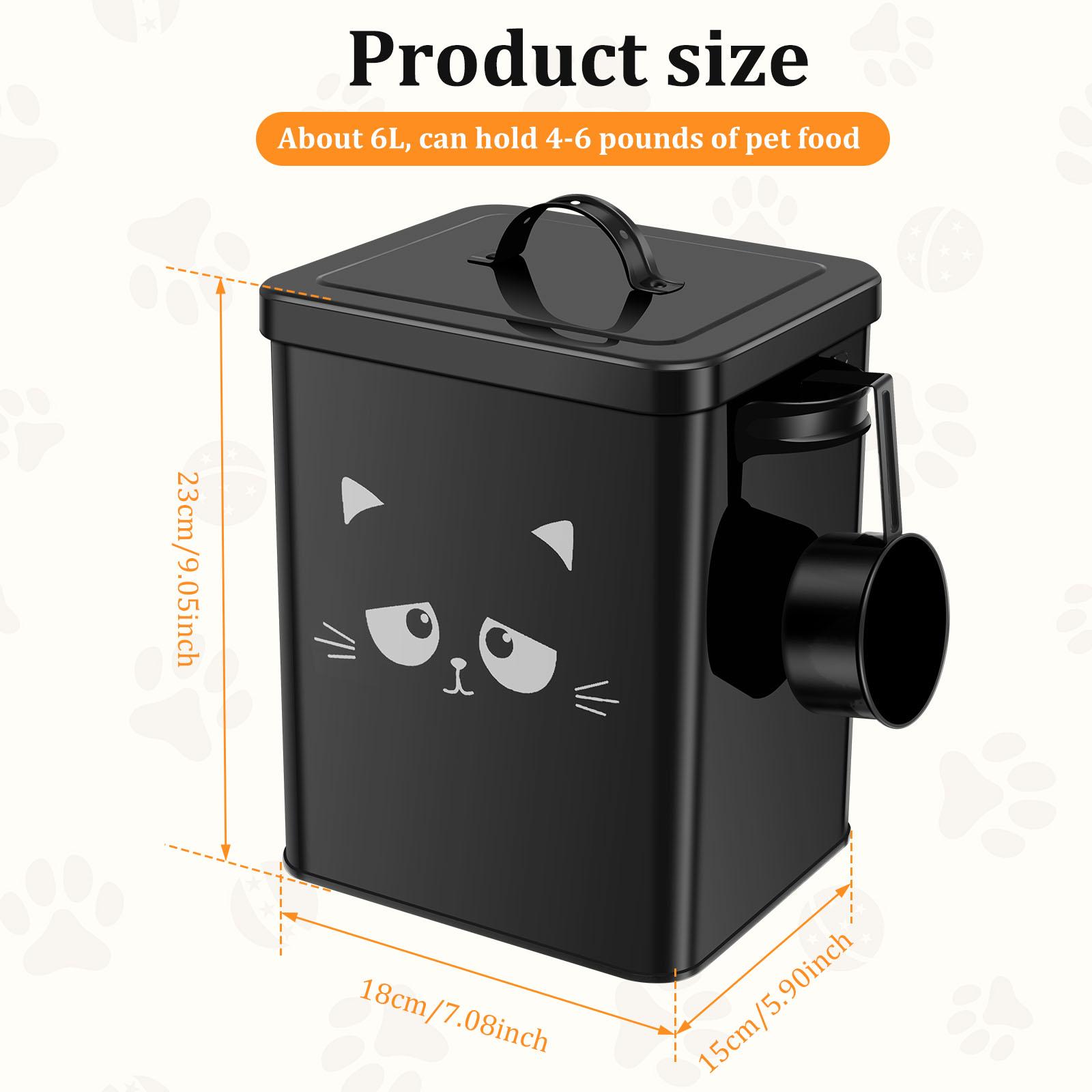 

Pet Food Storage Bin Iron Cat Treat Container with Lid 6L Large Capacity Airtight Dog Storage Bucket Pet Supplies Accessories