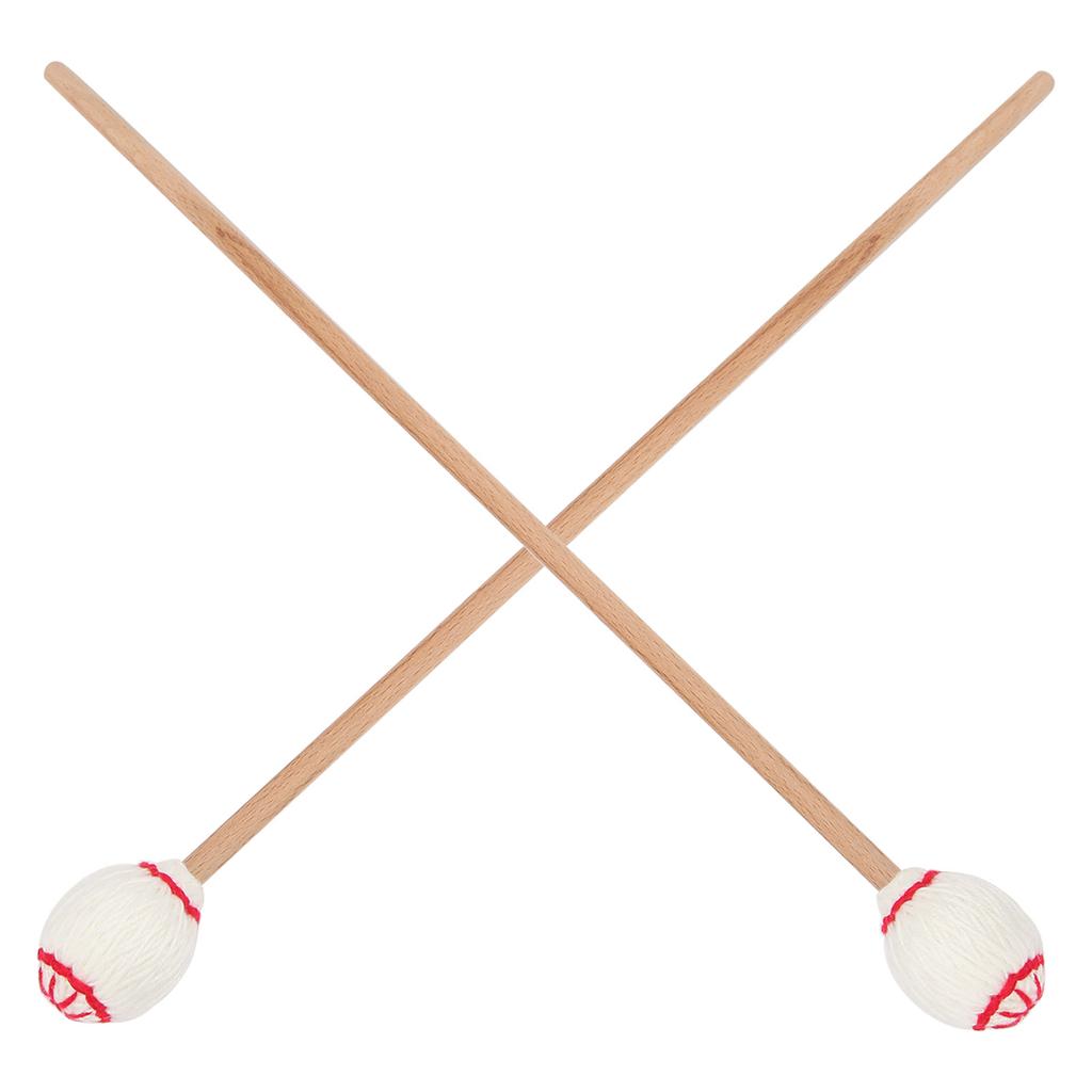 1 Pair Marimba Mallets Portable Maple Handle Wool Ball Sticks Percussion Playing AccessoriesWhite Ball