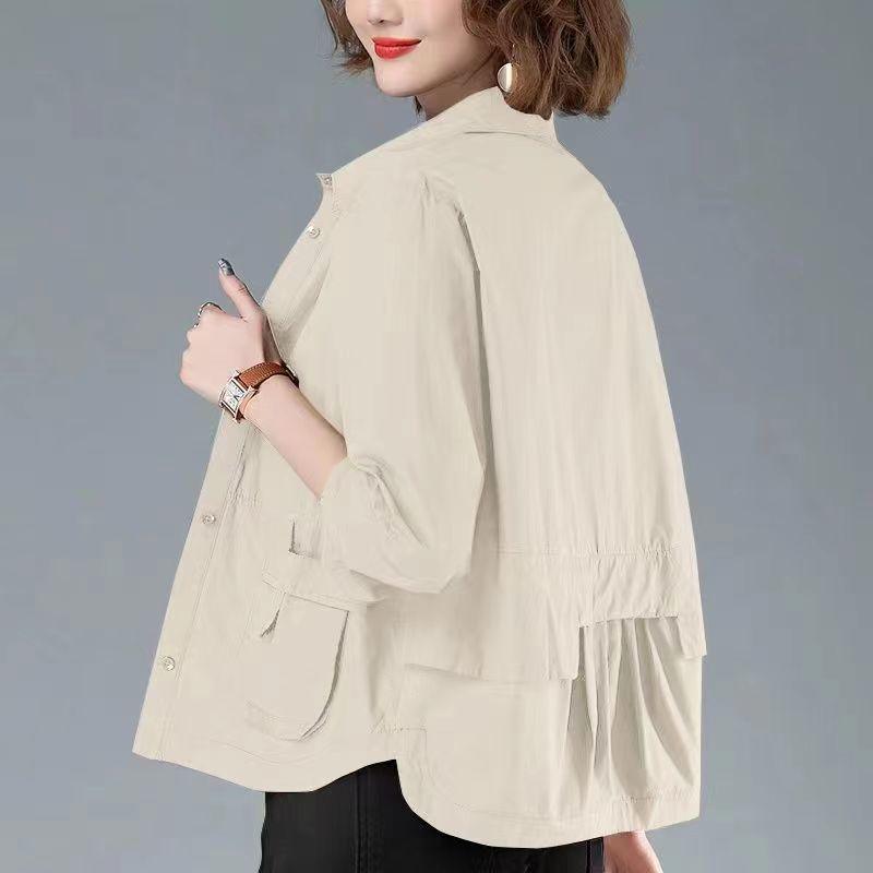 Women's Short Chinese-Style Trench Coat Jacket, Early Spring Casual Fashion for Moms (2025)