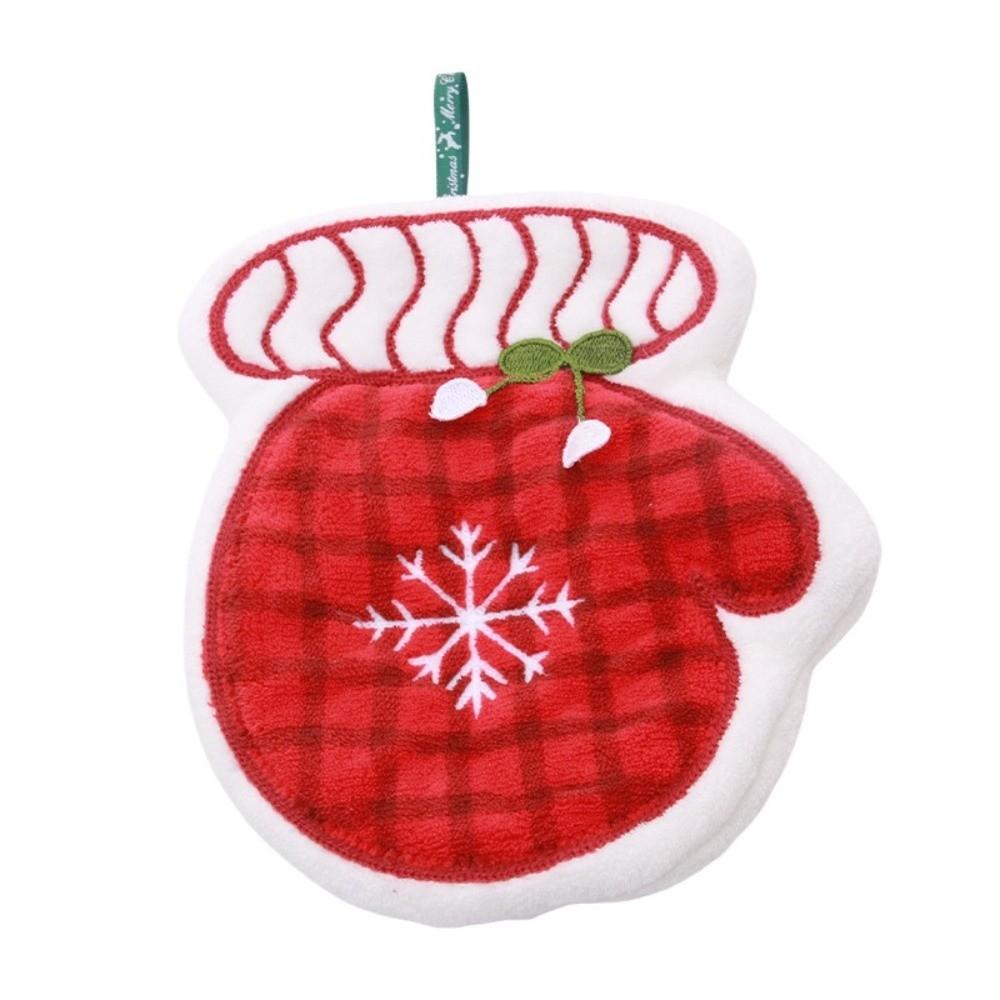Polyester Coral Fleece Hand Towels Coral Velvet Dish Towel Cute Hanging Bathroom Towel Christmas