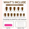 3D Flower Press-on Nails Almond-shaped Exquisite Artificial Nail Tips Reusable Gradient Pink Gel Fake Nails Women and Girls