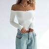 European & American Off-the-Shoulder Slimming T-shirt for Women - Sexy Autumn/Winter Style
