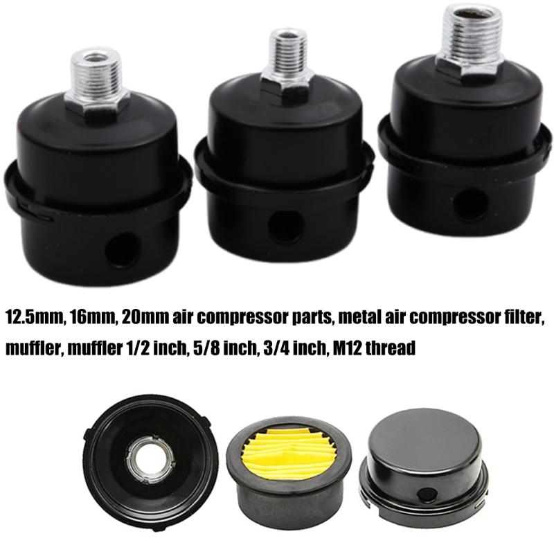 2Pcs Air Compressor Muffler Filter Silencers Metal Air Compressor Intake Filter and Noise Muffler Replacement Parts