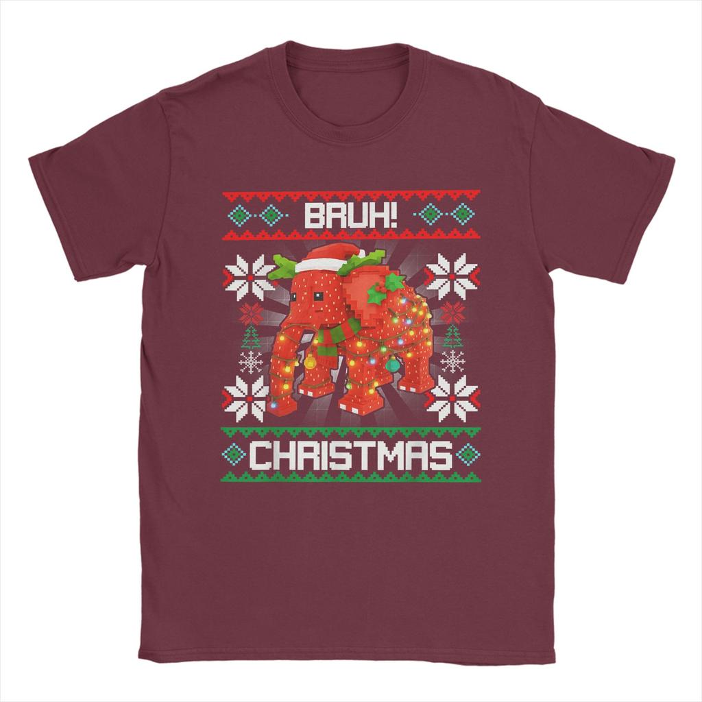 Funny Bruh Strawberry Elephant Christmas Brainrot T-Shirts for Men Round Neck T Shirts  Short Sleeve Tee Shirt Clothing