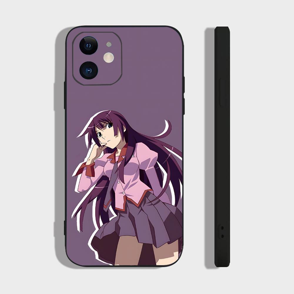 Senjougahara Hitagi Anime Monogatari Series Phone Case For IPhone 17 Air 16 15 14 13 Pro Max 11 12 Black Silicone Cover