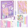 TOMMYFIELD Stationery Set for Girls Journal Masking Handbook - Set, Pen, Tape, (Purple)