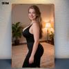 Pc Metal Sign Featuring Elegant Woman In Black Dress Indoor Scene Decoration Iconic Figure Suitable for Wall Decor In Living