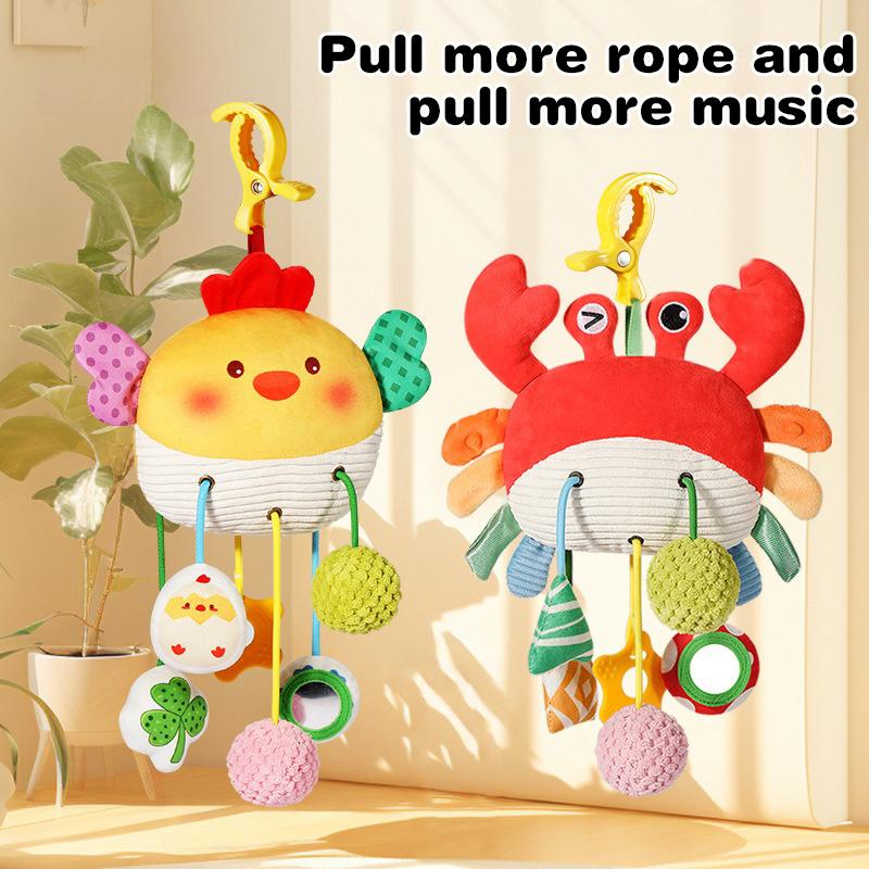 Cama de Bebé Colgante Cordón Juguete de Alegría Sonajeros para Bebé Recién Nacido Juguetes de Cuerda para Tirar Juguetes de Animales de Dibujos Animados Juguete Educativo Montessori para Bebé