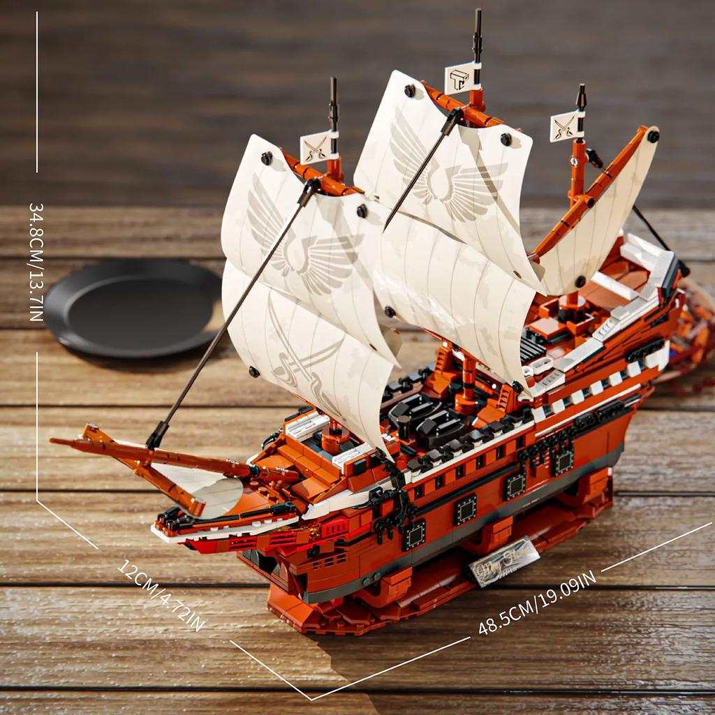 2000+PCS MOC Pirate Ship Series Assembly Building Blocks Model With Lighting Assembly Children's Toys Gift Home Ornaments