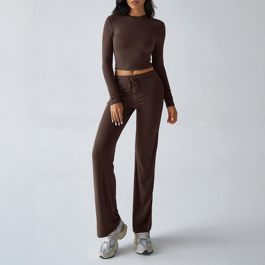Autumn/winter Women's Y2K Casual Sports Style Slim Long Sleeve Top Lace-up Pants Suit