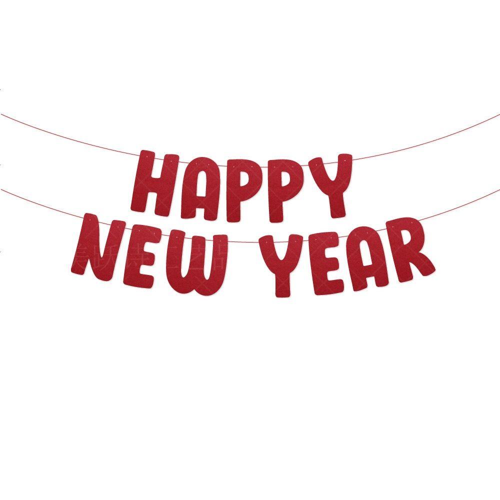 Red Happy New Year Banner Non-woven Fabric Spring Festival Hanging Ornaments  Party